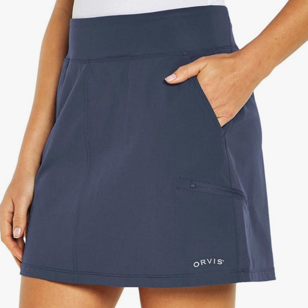Orvis Skort Blue Size L with Zipper Pocket